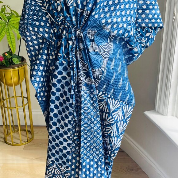 BRAND NEW Women Indian Handmade Cotton Kaftan Dress Hand Block Print Caftan Gown - Picture 4 of 7